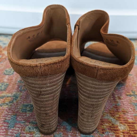 Franco Sarto Firefly Brown Suede Python Block Heel Mules Size 9.5 - Picture 5 of 7